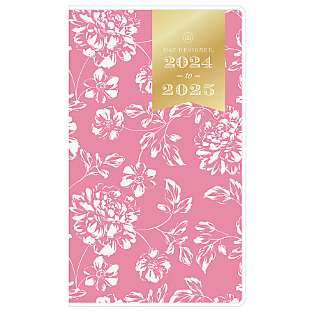 2024 Day Designer Monthly Planning Calendar, 3-5/8" x 6-1/8", Annabel Pink Clear, January To December