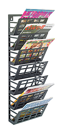 Safco® Steel Grid Magazine Rack, 7-Pocket, 29 1/2"H x 9 1/2"W x 5 1/2"D, Black