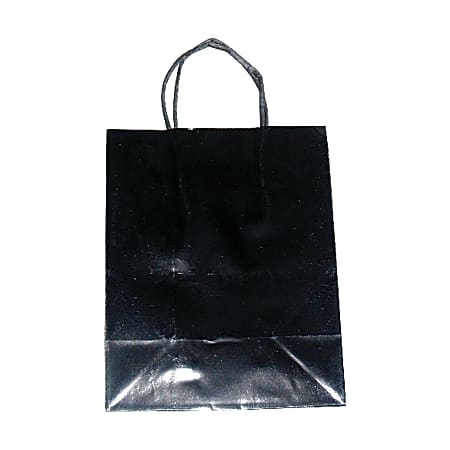 OfficeMax High-Gloss Paper Bags, 10"H x 8"W x 4 3/4"D, Black/White, Pack Of 125