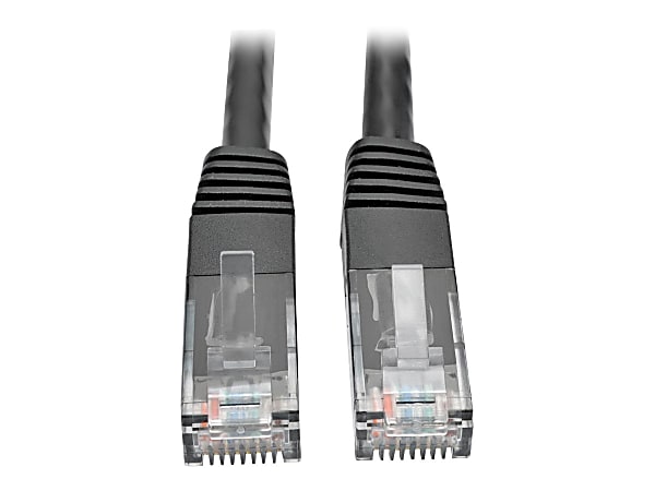 Tripp Lite Cat6 Gigabit Molded Patch Cable RJ45 M/M 550MHz 24 AWG Black 25' - 128 MB/s - Patch Cable - 25ft - 1 x RJ-45 Male Network - 1 x RJ-45 Male Network - Gold-plated Contacts - Black