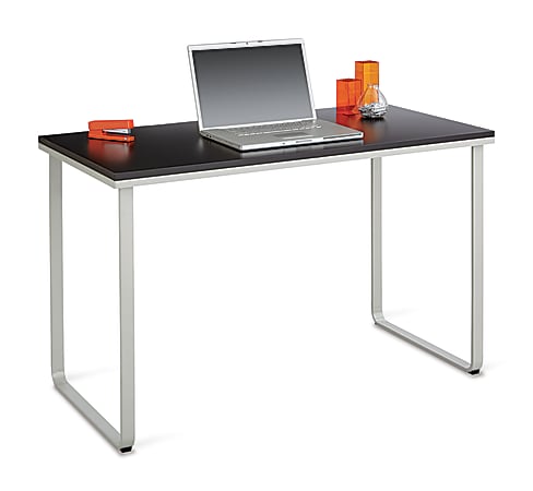 Safco Steel Workstation - Rectangle Top - U-shaped Base - 2 Legs - 150 lb Capacity - 47.25" Table Top Width x 24" Table Top Depth x 0.75" Table Top Thickness - Assembly Required - Black, Silver - Steel, Fiberboard, Wood - 1 Each