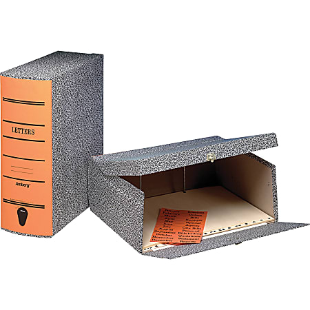 Pendaflex Oxford Box Files - Internal Dimensions: 2.50" Depth - External Dimensions: 11.6" Width x 2.3" Depth x 11" Height - Media Size Supported: Letter - Hinged Closure - Black Marble, Orange - For File - Recycled - 1 Each