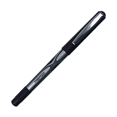 OfficeMax Rollerball Pens, Medium Point, 0.7 mm, Black, Pack Of 12