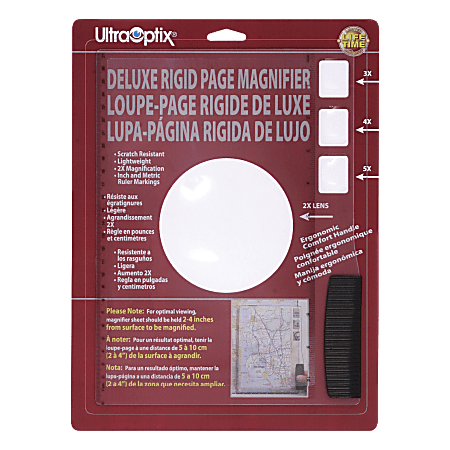 Ultra-Optix Deluxe Rigid Page Magnifier, 2x