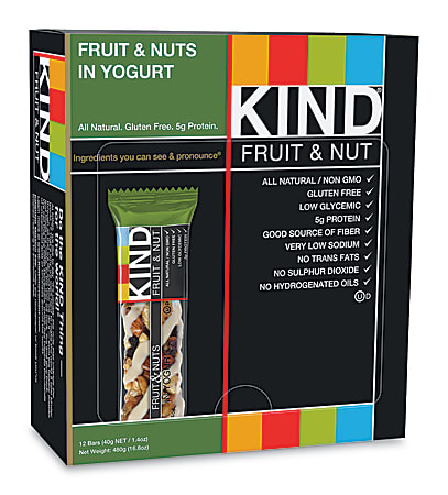 KIND Fruit And Nuts With Yogurt Snack Bars, 1.4 Oz, Box Of 12