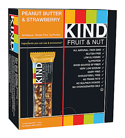 KIND Peanut Butter & Strawberry Snack Bars, 1.4 Oz, Box Of 12