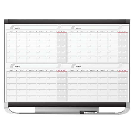 Quartet Prestige 2 Magnetic Calendar Board - Monthly - 12 Month - White, Graphite - Steel - 24 Quartet Prestige 2 Magnetic Calendar Board - Monthly - 12 Month - White, Graphite - Steel - 24