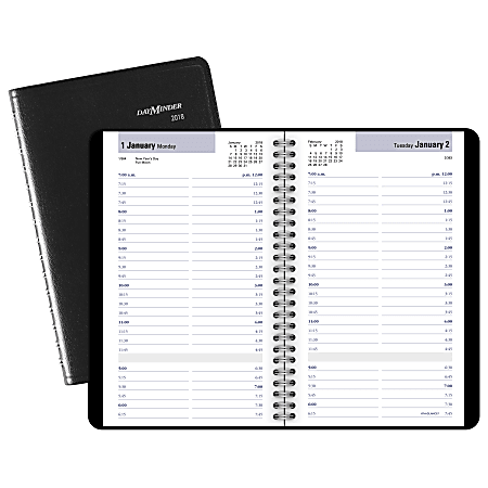 AT-A-GLANCE® DayMinder® Daily Appointment Book, Quarter-Hourly, 4 7/8" x 8", Black, January to December 2018 (G10000-18)