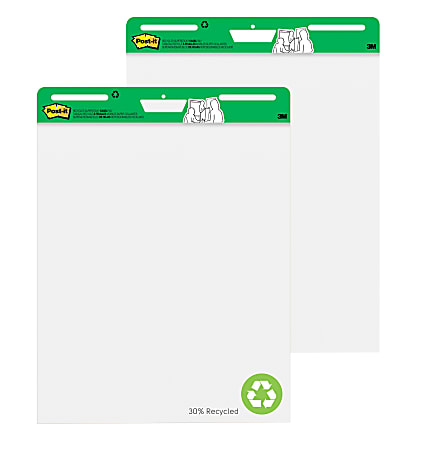 Post-it® Super Sticky Easel Pads, 25" x 30", 30% Recycled, White, Pack Of 2 Pads