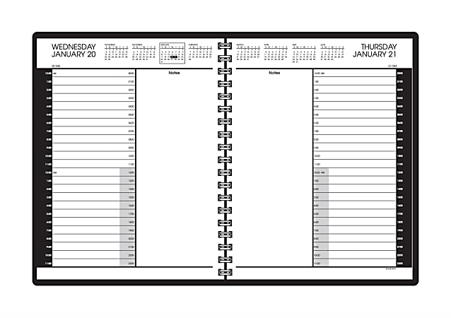 AT-A-GLANCE® 30% Recycled 24-Hour Daily Appointment Book, 8 1/2" x 11", Black, January-December 2015