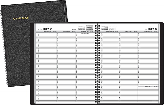 AT-A-GLANCE® 14-Month Academic Weekly Appointment Book, 8 1/4" x 10 7/8", 30% Recycled, Black, July 2014-August 2015