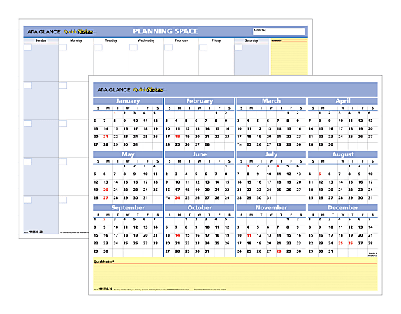 AT-A-GLANCE® QuickNotes® Horizontal Mini Erasable/Reversible Wall Planner, 16" x 12", 30% Recycled, January-December 2015