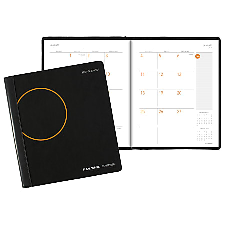 AT-A-GLANCE® Plan. Write. Remember.® 18-Month Monthly Planner And Notebook Set, 9 1/8" x 10 15/16", Black, January 2018 to June 2019 (70620605-18)