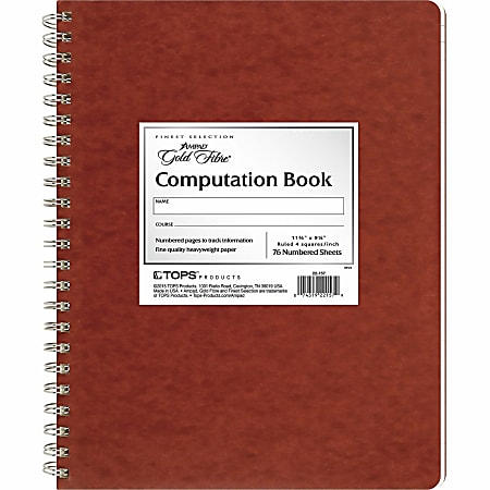 Ampad Retro Computation Notebook, 9 1/4" x 11 3/4", 75 Sheets, Red