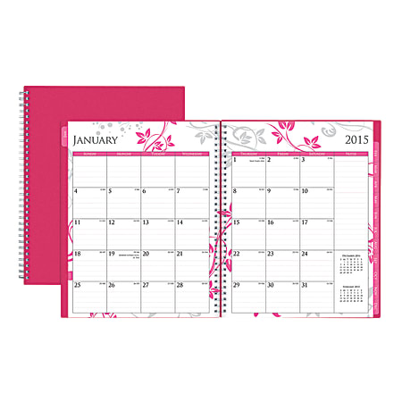 Blue Sky® 50% Recycled Wire-O Weekly/Monthly Planner, 8 1/2" x 11", Breast Cancer Awareness, January–December 2015