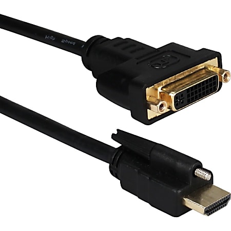 QVS 1-Meter DVI Female to Locking HDMI Male Adaptor - 3.28 ft - First End: 1x 19-pin HDMI Digital Audio/Video - HDVISX1M