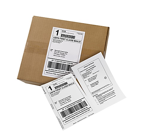 Avery® Bulk Shipping Labels With Paper Receipts, 27902, 5 1/16" x 7 5/8", White, Pack Of 500