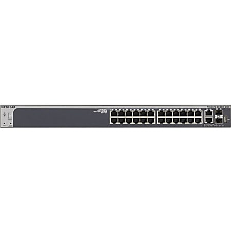Netgear 28-Port Gigabit Stackable Smart Switch - 24 Ports - Manageable - 10GBase-T, 10GBase-X, 10/100/1000Base-T - 3 Layer Supported - Rack-mountable