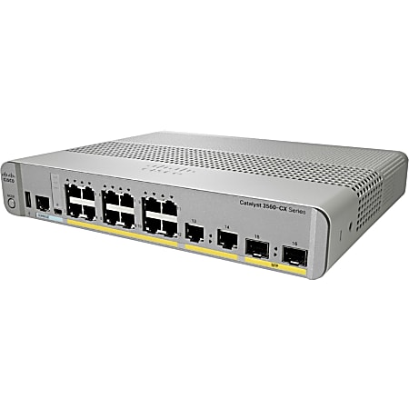 Cisco 3560CX-8TC-S Layer 3 Switch - 8 Ports - Manageable - 10/100/1000Base-T, 1000Base-X - 3 Layer Supported - 2 SFP Slots - PoE Ports - Desktop, Rack-mountable, Rail-mountable - Lifetime Limited Warranty