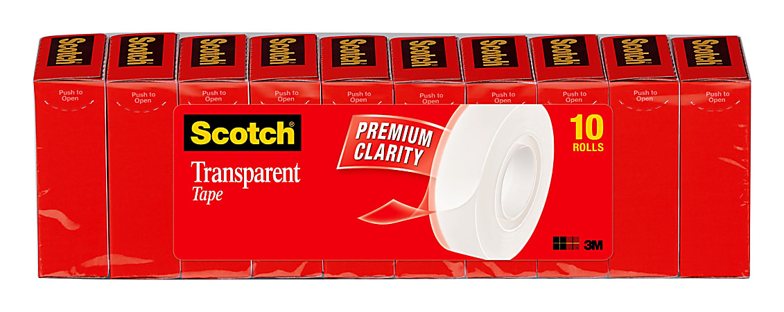 Scotch® Transparent Tape, 3/4" x 1,000", Pack Of 10 Rolls