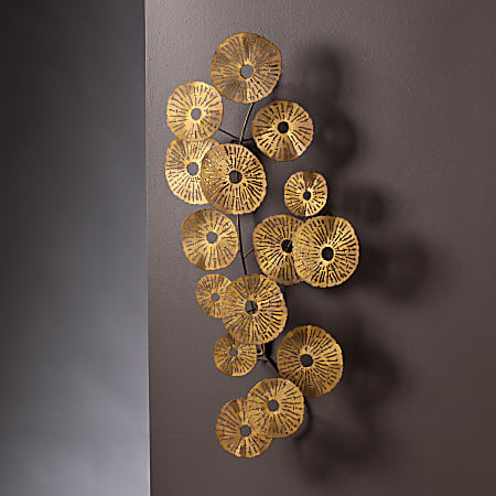 Aura Abstract Wall Sculpture, 40 3/4"H x 20 3/4"W x 4"D, Metallic Gold