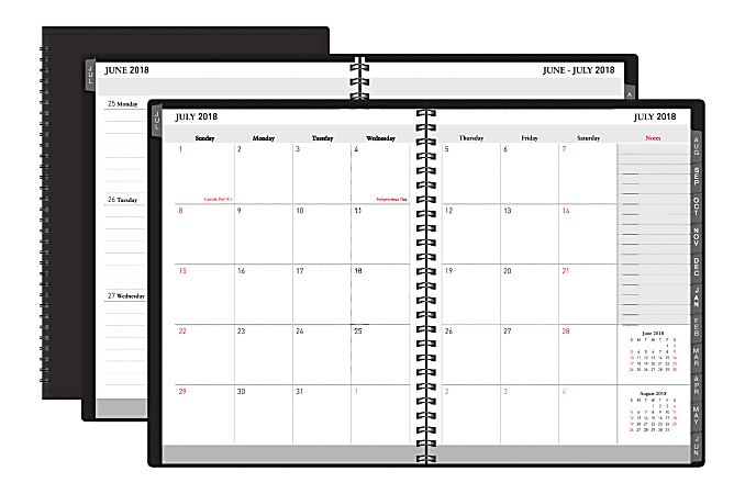 Office Depot® Brand 14-Month Academic Weekly/Monthly Planner, 8" x 11", Black, July 2018 to August 2019