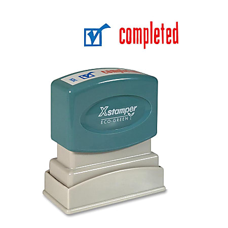 Xstamper® Pre-Inked, Re-Inkable Two-Color Title Stamp, "Completed"