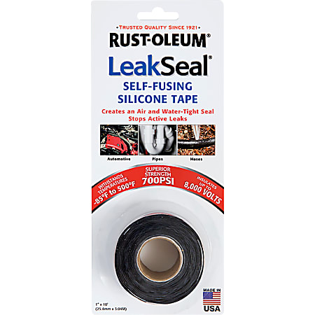 LeakSeal Self-Fusing Silicone Tape, 1.5" Core, 1" x 0.28 yd., Black