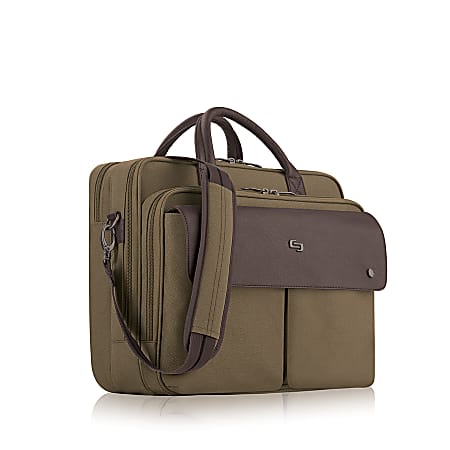 Solo Executive Polyester Briefcase For 15.6" Laptops, Brown/Khaki
