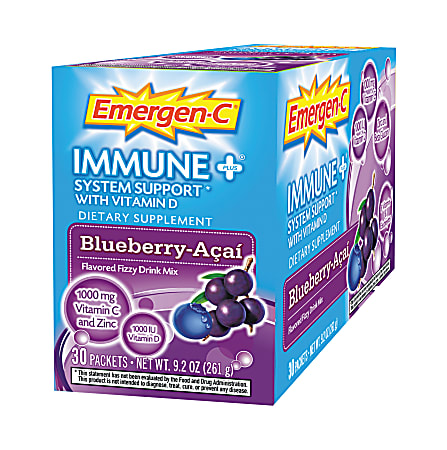 Emergen-C Dietary Supplement Drink Mix, Blueberry-Acai , 0.3 Oz, Box Of 30