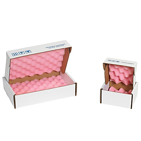 Office Depot® Brand Antistatic Foam Shippers, 8"H x 8"W x 2 3/4"D, Pink/White, Case Of 24