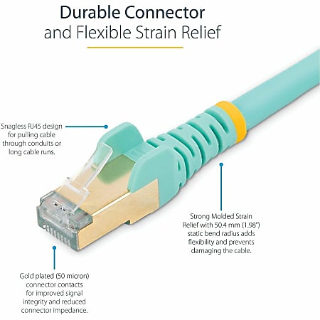 StarTech.com 6 ft CAT6a Ethernet Cable - 10GbE Aqua UL/TIA Certified