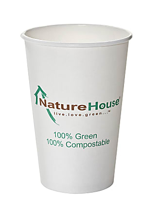 Savannah Supplies NatureHouse Compostable Paper/PLA Cups, 12 Oz, Black, Pack Of 50