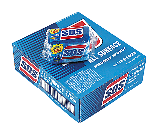 S.O.S® All-Surface Scrubbing Sponge, 3"H x 5 1/4"W x 1"D, Dark Blue/Light Blue, Case Of 24