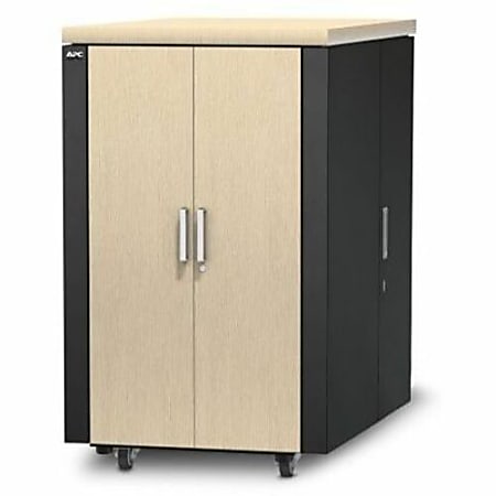APC by Schneider Electric NetShelter CX 24U Secure Soundproof Server Room in a Box Enclosure - For Server, Storage, Converged Infrastructure - 24U Rack Height x 19" Rack Width - Floor Standing - Gray, Oak - 1002.11 lb Static/Stationary Weight Capacity