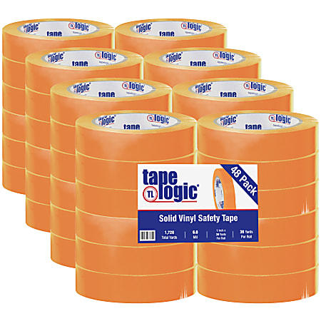 BOX Packaging Solid Vinyl Safety Tape, 3" Core, 1" x 36 Yd., Orange, Case Of 48