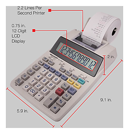 Sharp EL 1750V Printing Calculator - Office Depot