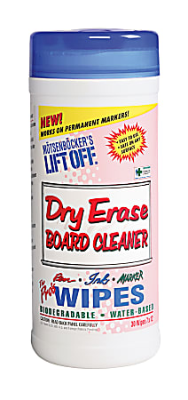 Motsenbocker's Lift-Off Dry-Erase Cleaner Wipes, 7" x 12", Canister Of 30 Wipes