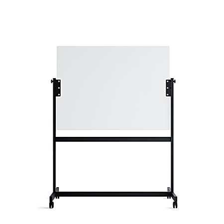 U Brands Magnetic Glass Dry-Erase Whiteboard With Rolling Easel, Frosted White, 35" X 47"