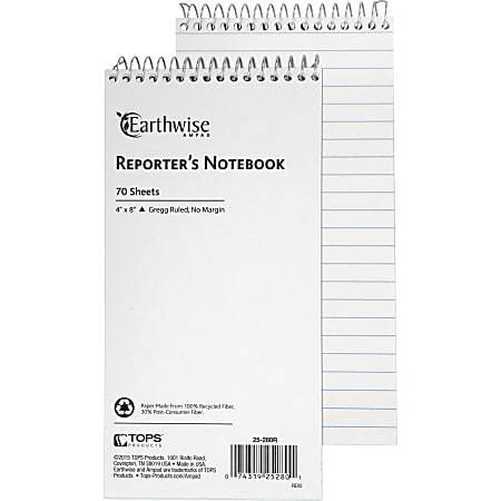 Ampad Earthwise Reporter's Notebook, 70 Sheets