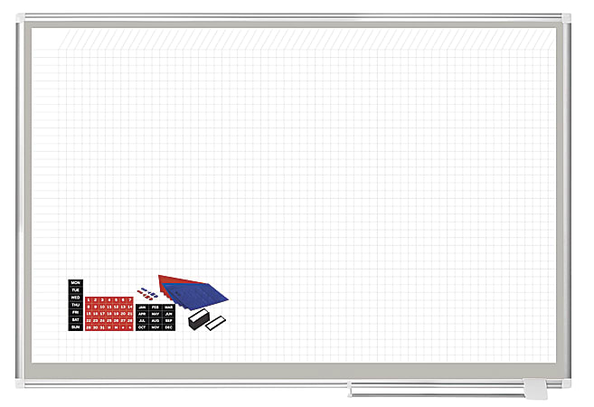 MasterVision Dry-erase Magnetic Planning Board - Pure White, Aluminum - Porcelain - 48