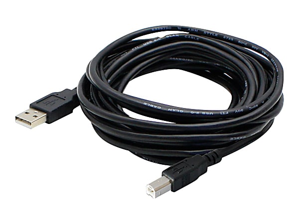 AddOn 15.0ft USB 2.0 (A) to USB 2.0 (B) Adapter Cable - USB cable - USB Type B (M) to USB (M) - 15 ft - black