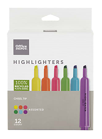 Office Depot® Brand Chisel-Tip Highlighters, 100% Recycled,