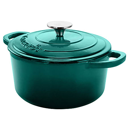 Cuisinart Round Cast Iron Casserole Dish, Turquoise, 5-qt