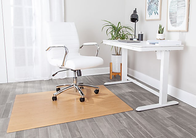 Realspace Bamboo Chair Mat 42 x 48 Natural ODP Business Solutions