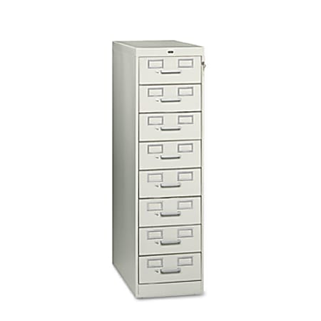 Tennsco Eight-Drawer Multimedia/Card File Cabinet, Light Gray