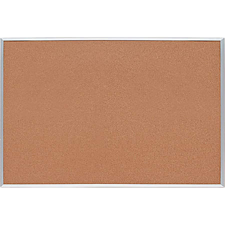 Lorell® Basic Cork Board, 24" x 18", Aluminum Frame With Silver Finish