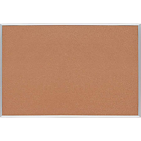 Lorell® Basic Cork Board, 48" x 36", Aluminum Frame With Brown Finish