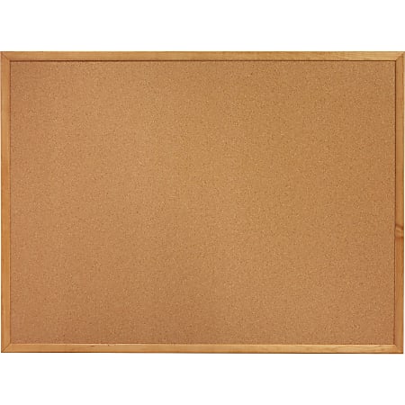 Lorell® Wood Frame Cork Board, 36" x 24", Wood Frame With Oak Finish