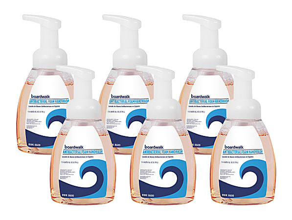 Boardwalk® Antibacterial Foam Hand Soap, Fruity Scent, 7.5 Oz, Carton Of 6 Bottles